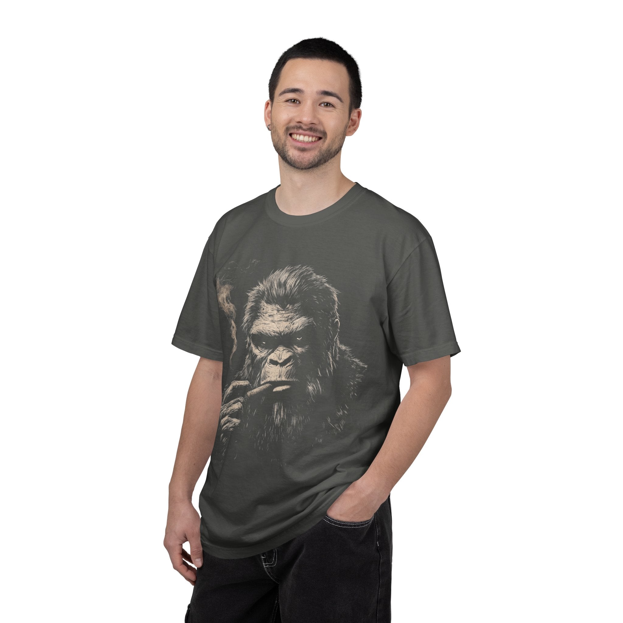 Comfort Colors Cigar Sasquatch Bigfoot Smoking Cigar Gritty Vintage Noir Unisex Graphic Tee