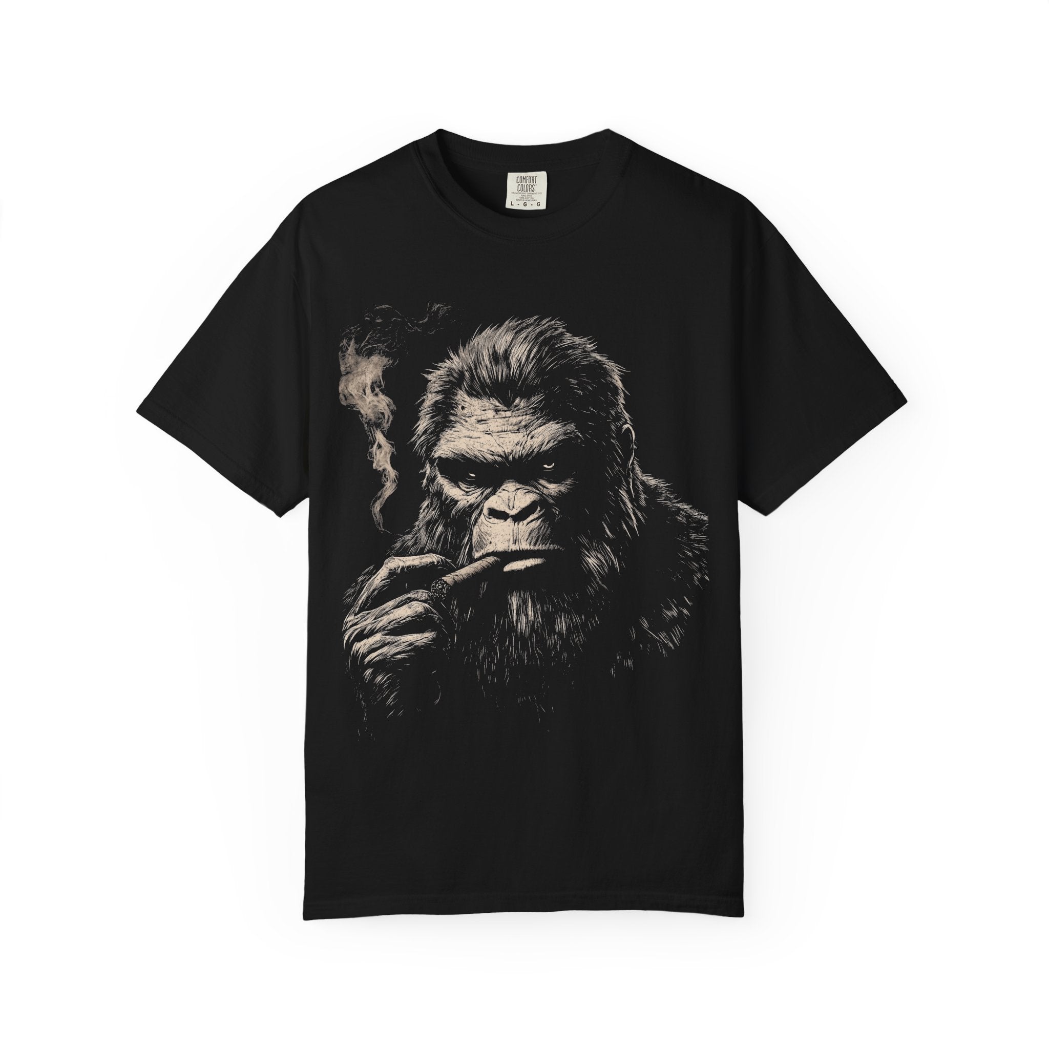 Comfort Colors Cigar Sasquatch Bigfoot Smoking Cigar Gritty Vintage Noir Unisex Graphic Tee