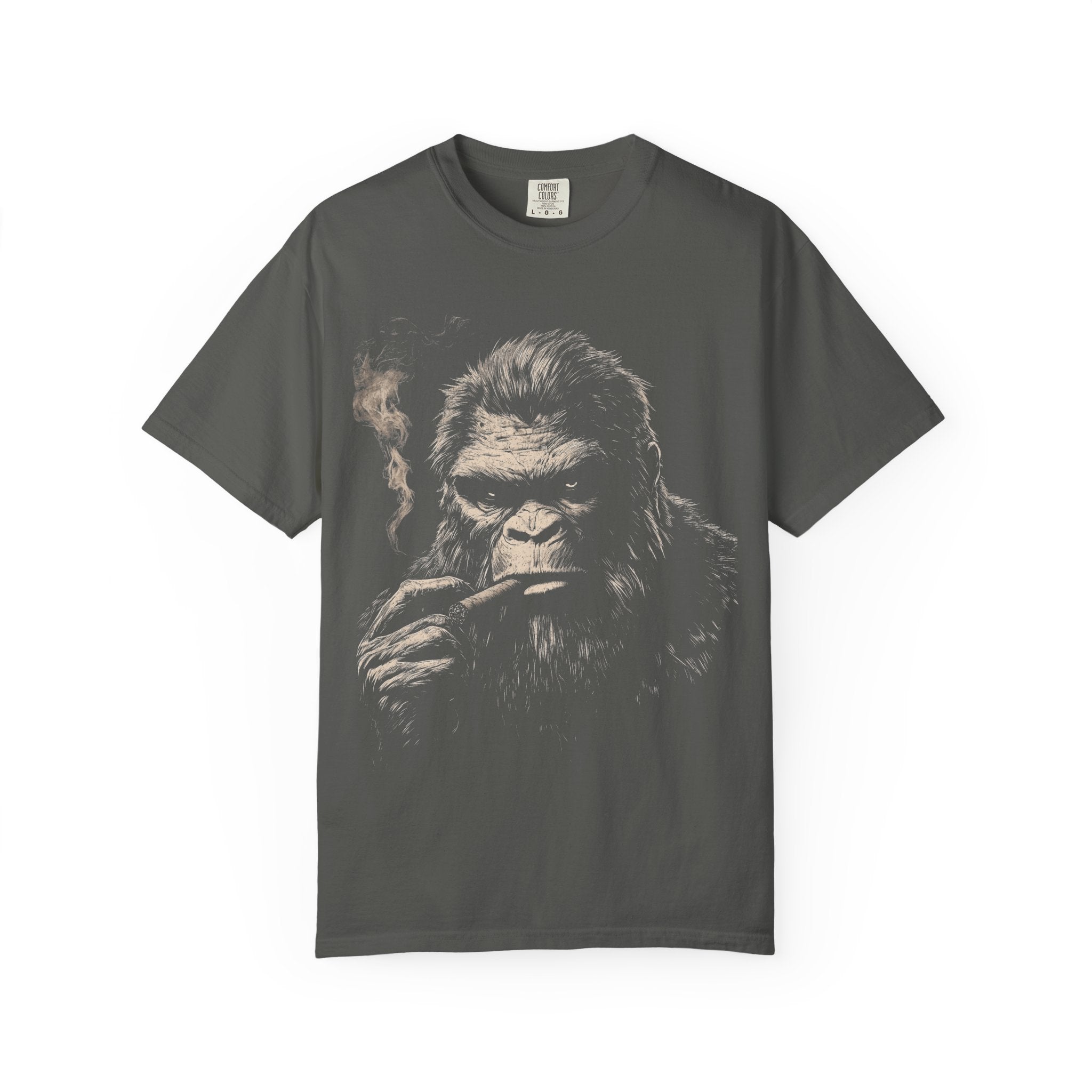 Comfort Colors Cigar Sasquatch Bigfoot Smoking Cigar Gritty Vintage Noir Unisex Graphic Tee